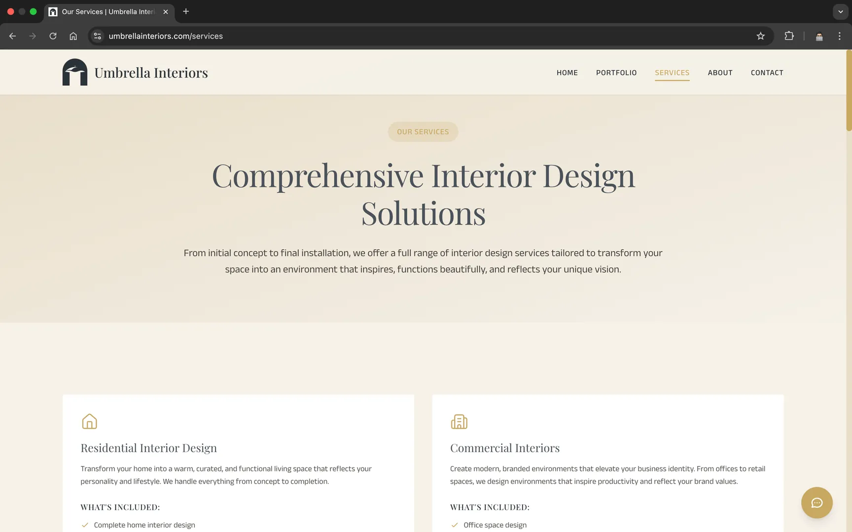 Umbrella Interiors Services Page